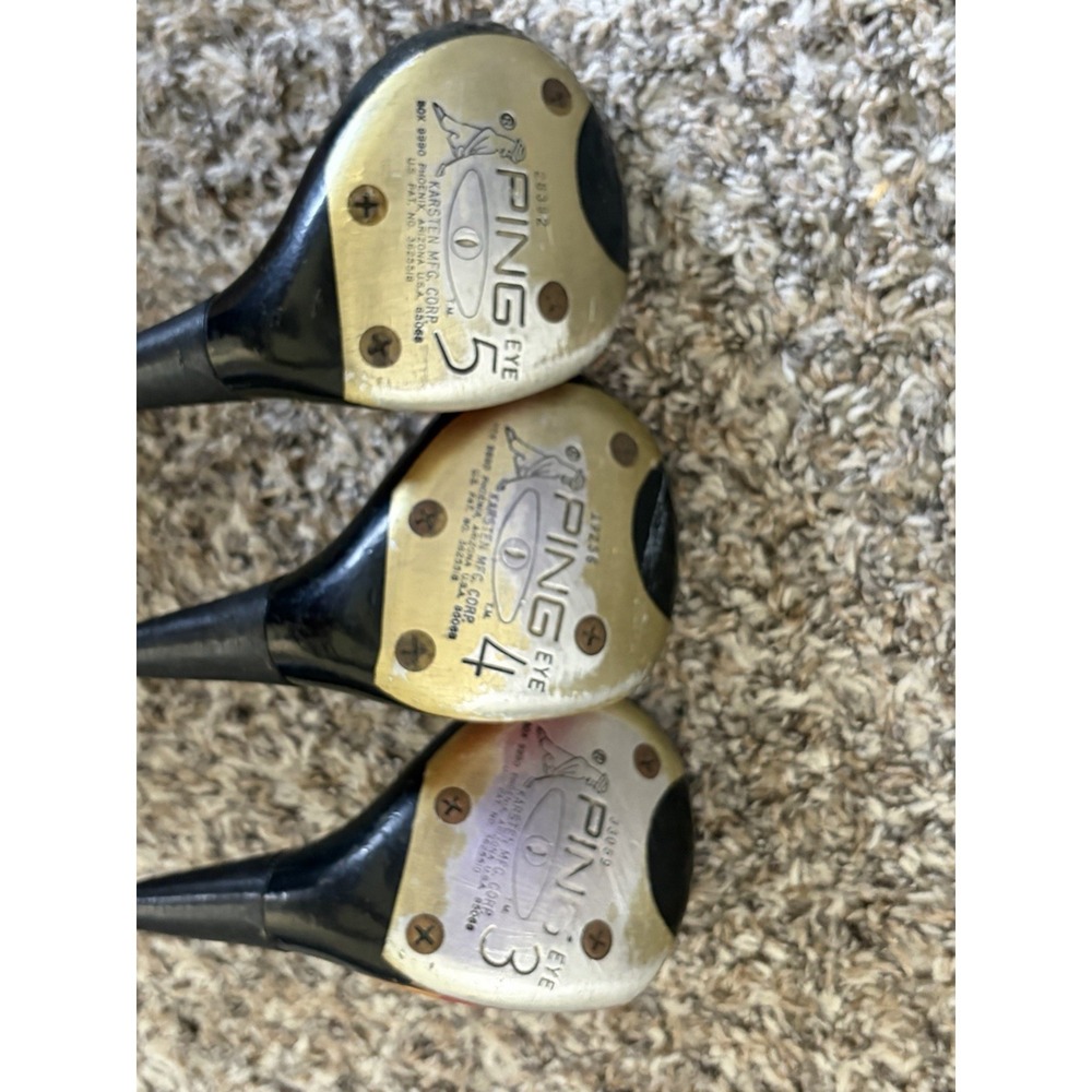 Vintage Ping Eye Wood Fairway Golf Clubs 3 4 5 Karsten ZZ Lite Steel Shaft RH